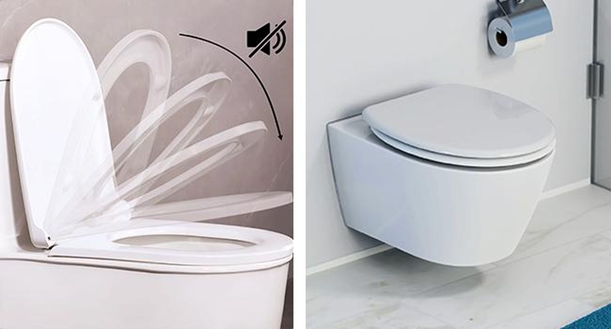 KRUMAD Toilettendeckel mit Absenkautomatik - WC Sitz aus hochwertigem PP mit Softclose, Schnellverschluss & verstellbarer Befestigung 13–20 cm