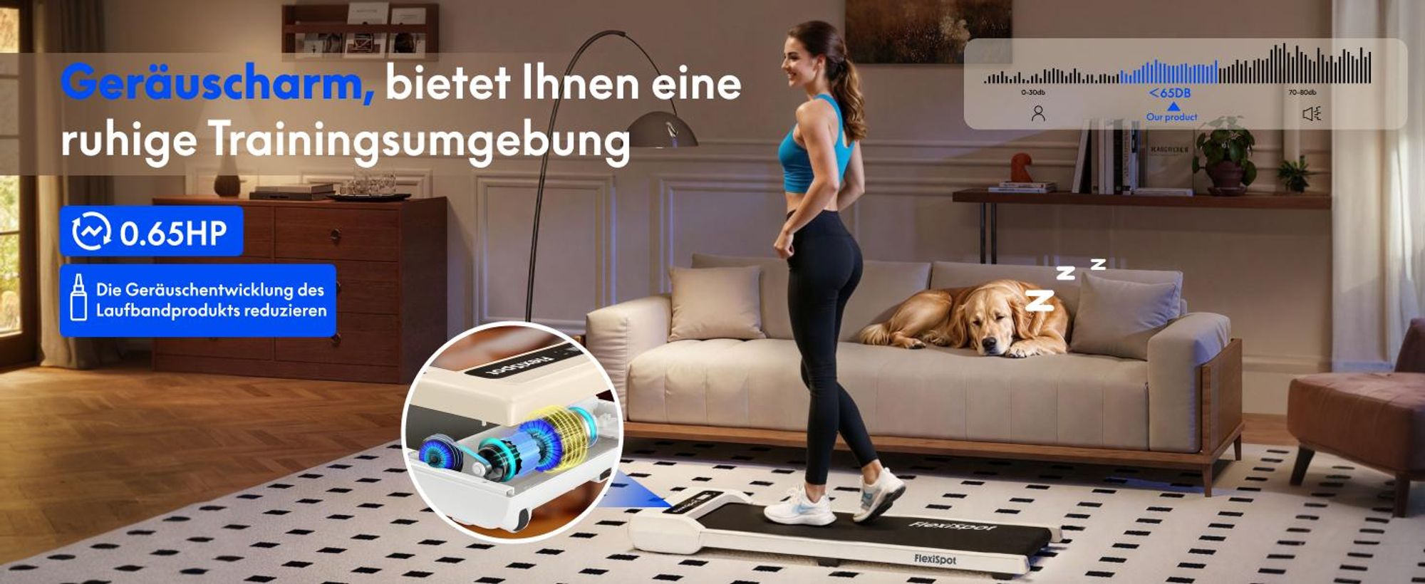 FlexiSpot Laufband, 2 in 1 Walking Pad, bis 120kg belastbar, 1–6km/h, mit Fernbedienung & LED, Fitnesssocken & Schmieröl, für Zuhause & Büro, Weiß