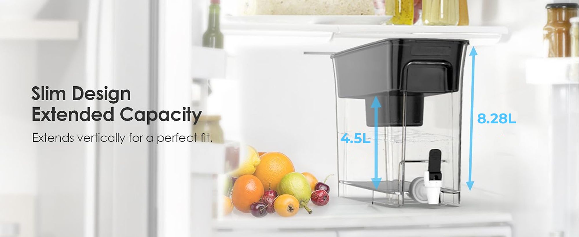 Waterdrop Wasserfilter Kanne, Wasserfilterspender mit 1×90 Tage Filter, NSF er, Reduziert Kalk, Chlor, Blei (Filter: WD-PF-01A Plus)