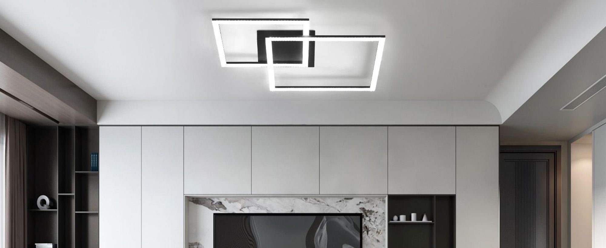 ZMH LED plafoniera soggiorno 54W nero Lampada da camera moderna dimmerabile con telecomando