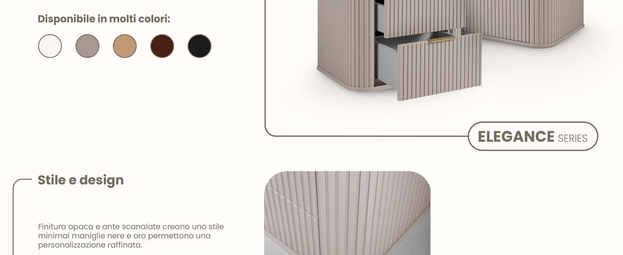 Mobile da bagno 60 CM Beige Mat MDF 2 cassetti