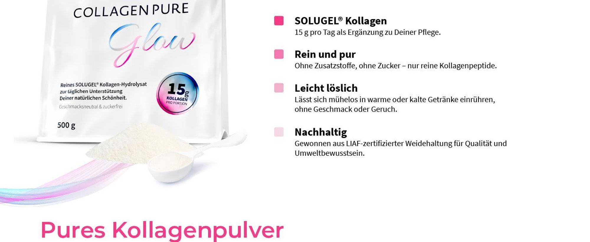 COLLAGEN PURE Glow – 100% reines Kollagen Pulver