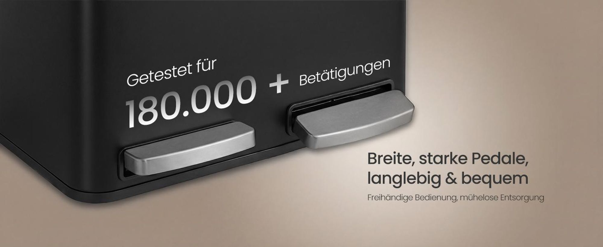 Abfalleimer 2 Fächer, Mülleimer 2 x 15 L, Tretmülleimer Softclose-Deckel, Küche, herausnehmbare Inneneimer