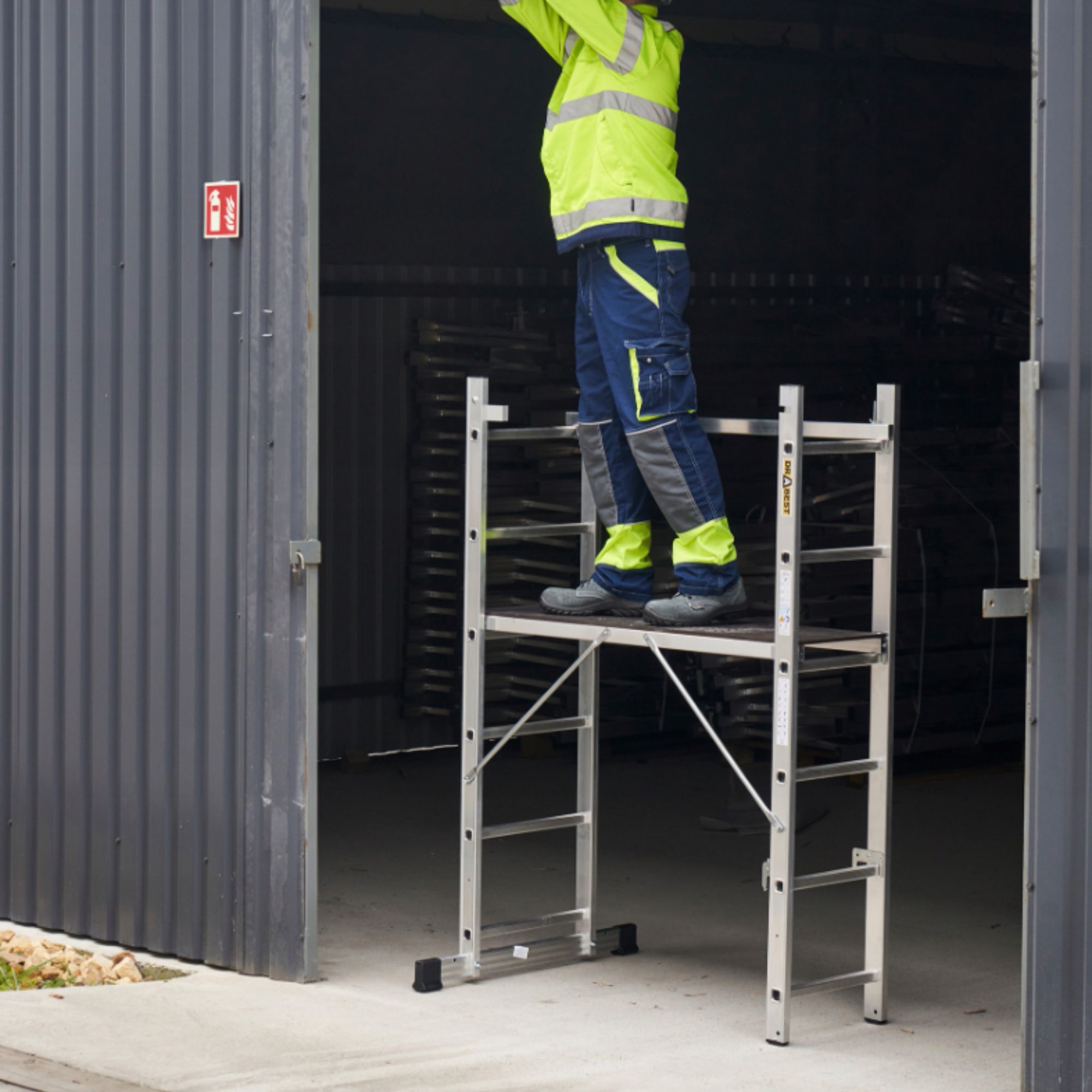 Aluminium Klappleiter, DRABEST, Arbeitsgerüst, Arbeitsplattform, Mehrzweckleiter, Leitergerüst