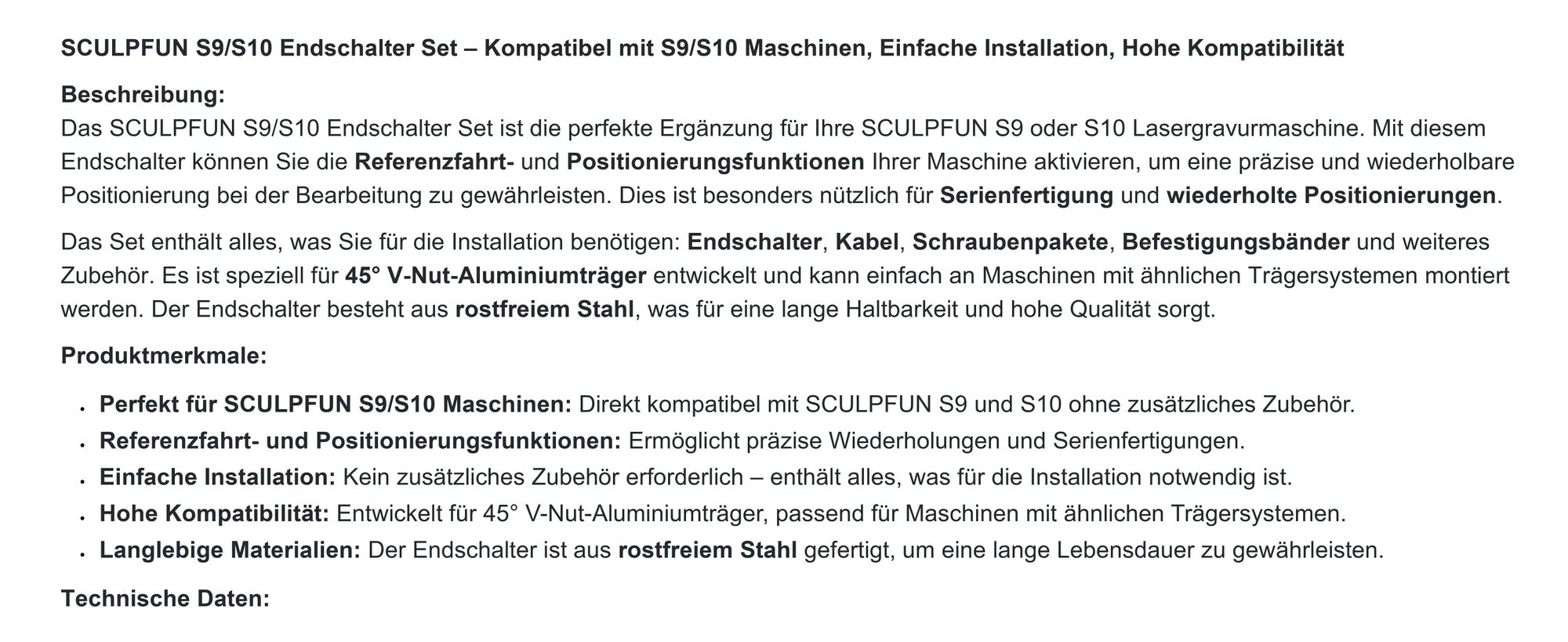 Sculp fun Standard-Endschalter für S9 S10, für prazise Homing-Positionierung, ideal geeignet für S9 und S10, einsatzbereit
