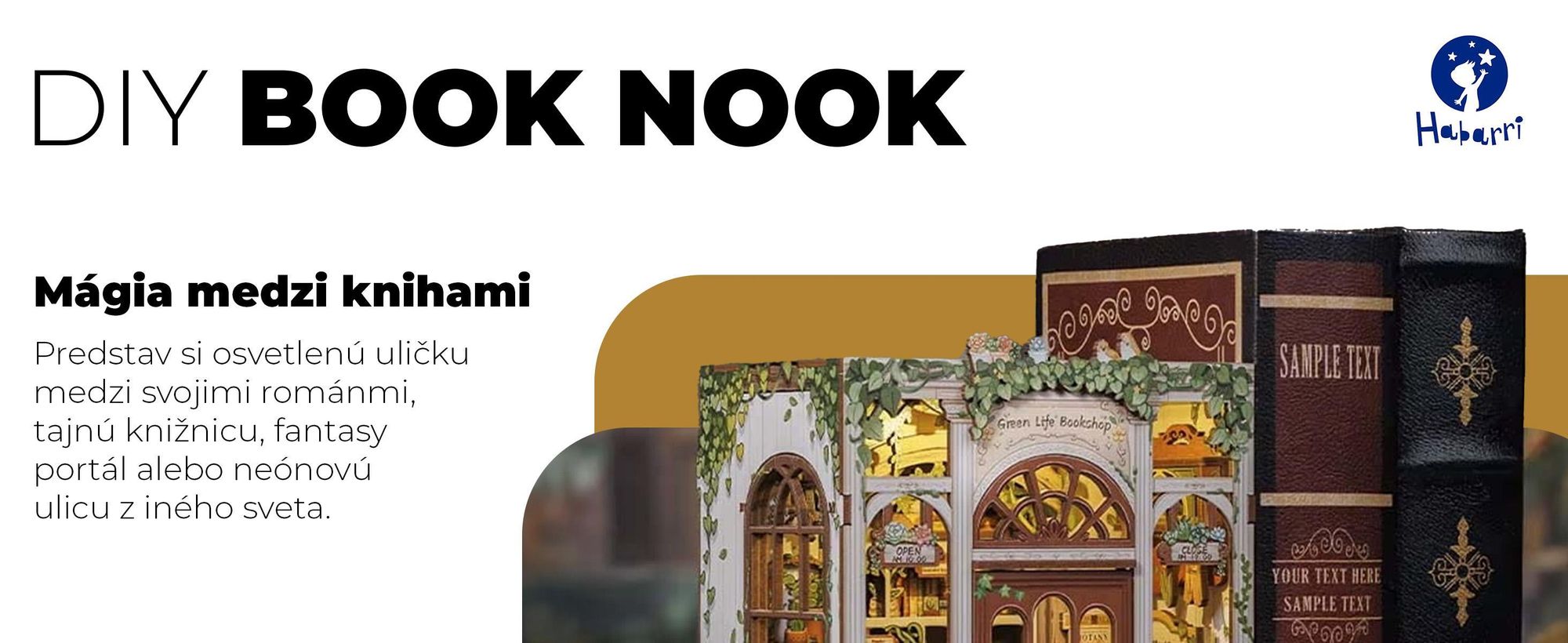 Book Nook, puzzle 3d, 3d puzzle, DIY, Miniatúrny Domček, Habarri