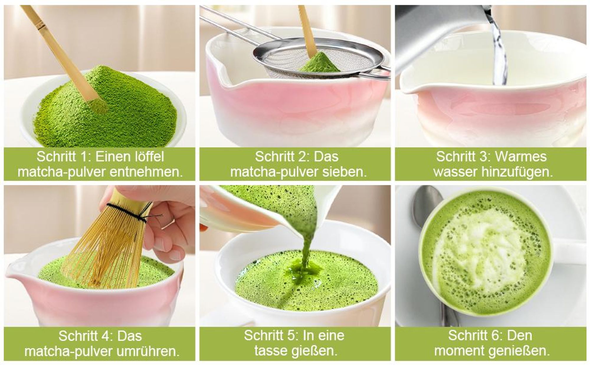 Matcha Set, Matcha Teezeremonie Set, Matcha Schneebesen, Keramik Schale, Teelöffel, Bambus Matcha Besen, Traditionelles Teezeremonie Set