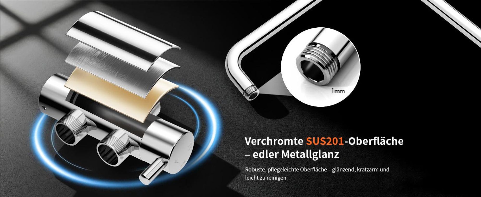 Homelody Duschsystem ohne Armatur, Duschset Duschsäule mit SUS304 Edelstahl Duschablage 30cm kopfbrause & Handbrause Quadratisch 3 Strahlarten Chrom