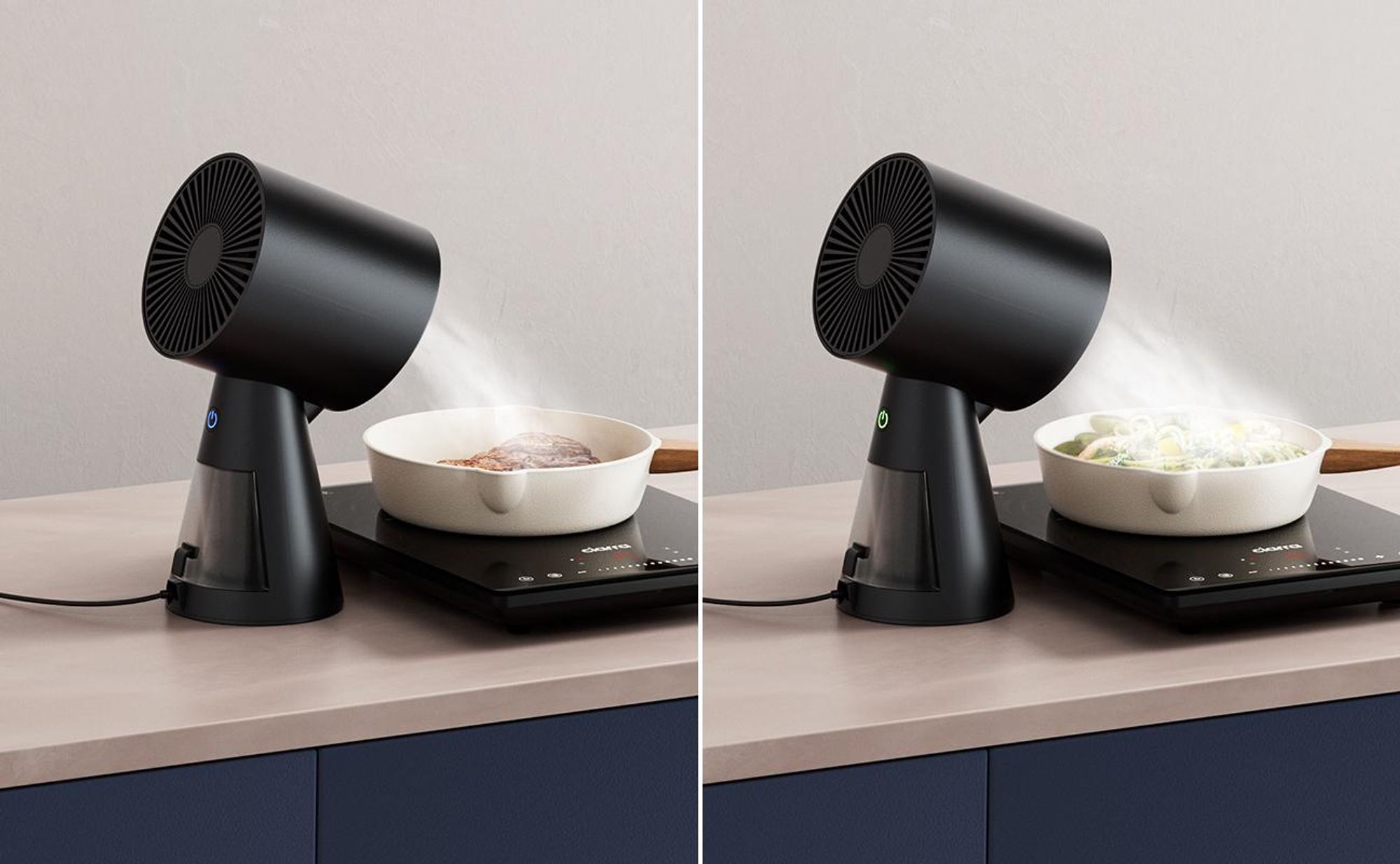 CIARRA Mobiele Draagbare Mini Afzuigkap - 120 m³/u Tafel Afzuigkap Recirculatie zwart VMPHB01