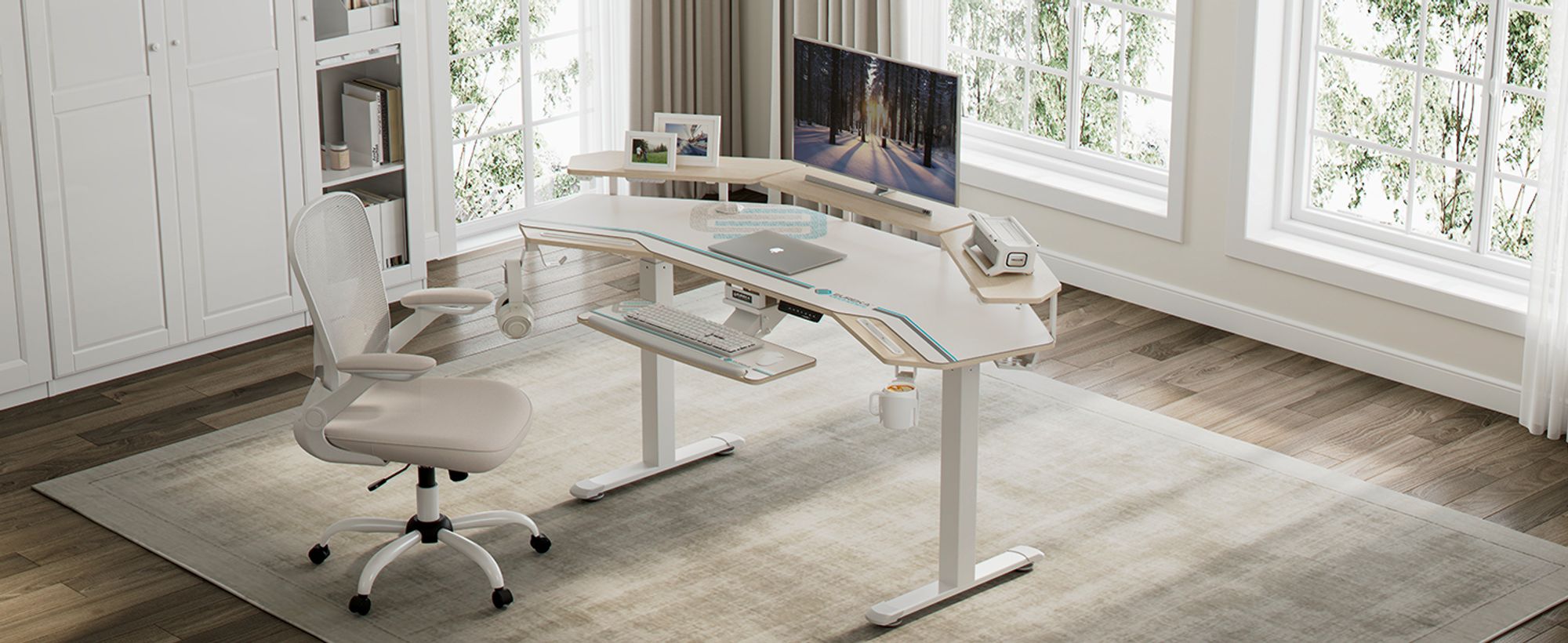 EUREKA ERGONOMIC Elektrisch Computertisch 182×76cm Höhenverstellbarer Schreibtisch Stehpult Gaming Tisch mit Monitorständer und Tastaturablage
