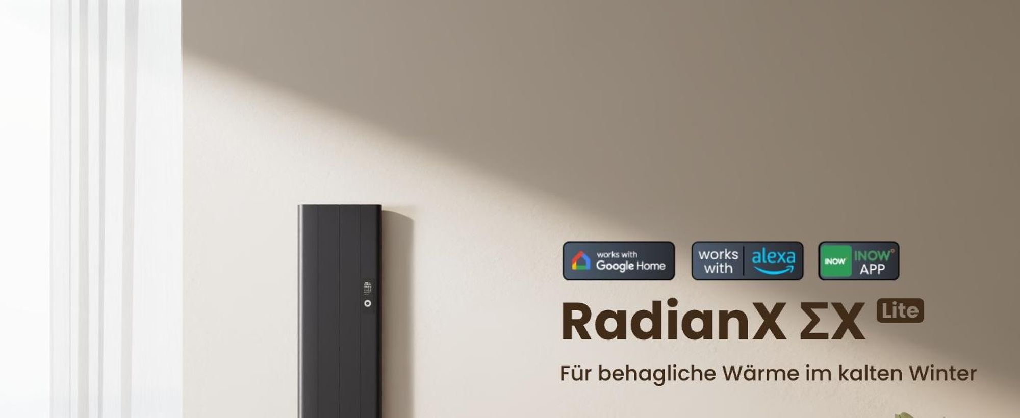 EMKE® Elektroheizung 1000W LCD Display Anthrazit Elektro Konvektor 1600x362x60mm WiFi + Alexa/Google Home, Wandmontage Elektroheizkörper für 9m² Raum