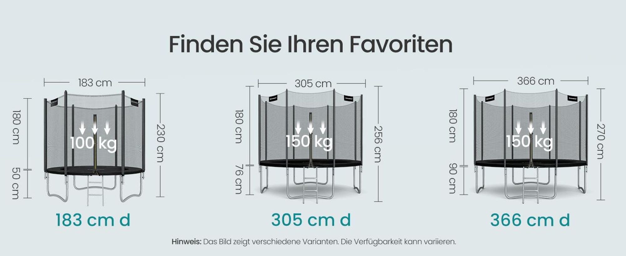 SONGMICS Trampolin 366 cm, Gartentrampolin für Kinder mit Sicherheitsnetz, Randabdeckung, Leiter, schwarz