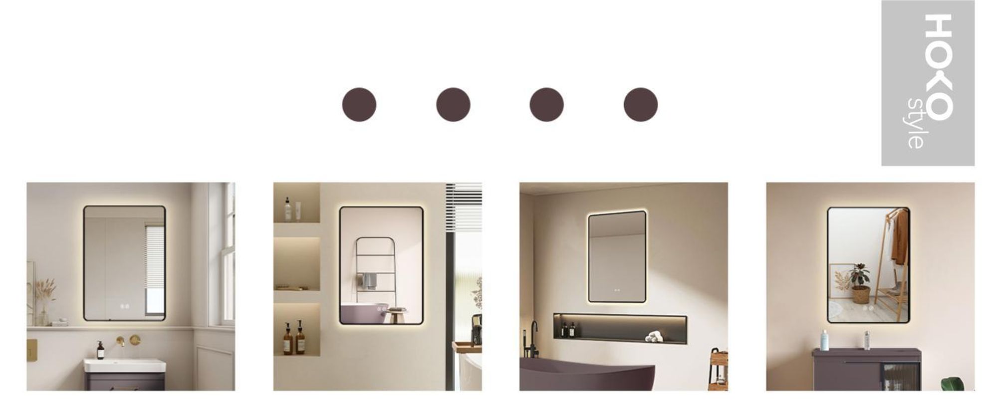 HOKO Badspiegel Antibeschlag LED 60x80cm mit Rahmen HOCH+QUER Montage Touch Schalter+Licht Wechsel Warmweiß-Kaltweiß-Neutral Wandschalter einschaltbar