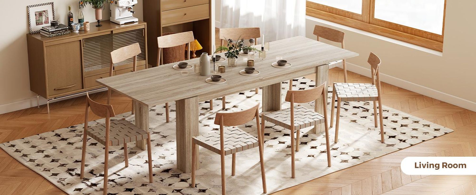 Rozkładany stół jadalny HOMCOM 180–260 x 90 cm, stół kuchenny dla 8–10 osób, dąb