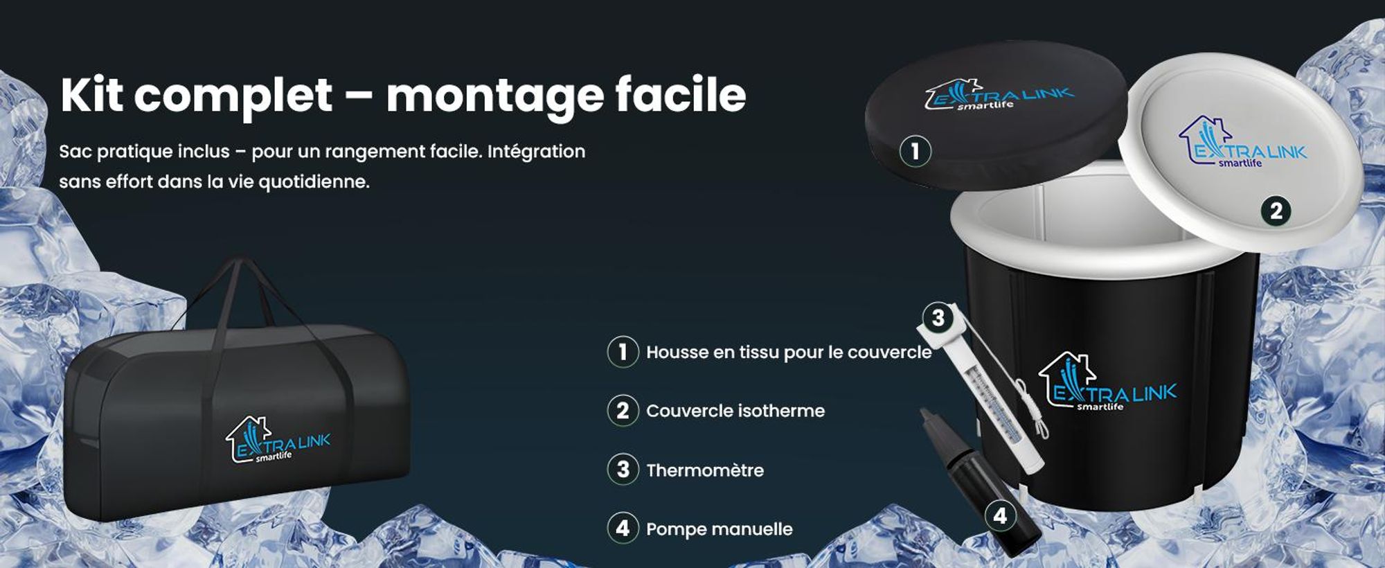 Extralink Ice Bath Baignoire pliable pour bain froid et immersion en eau froide