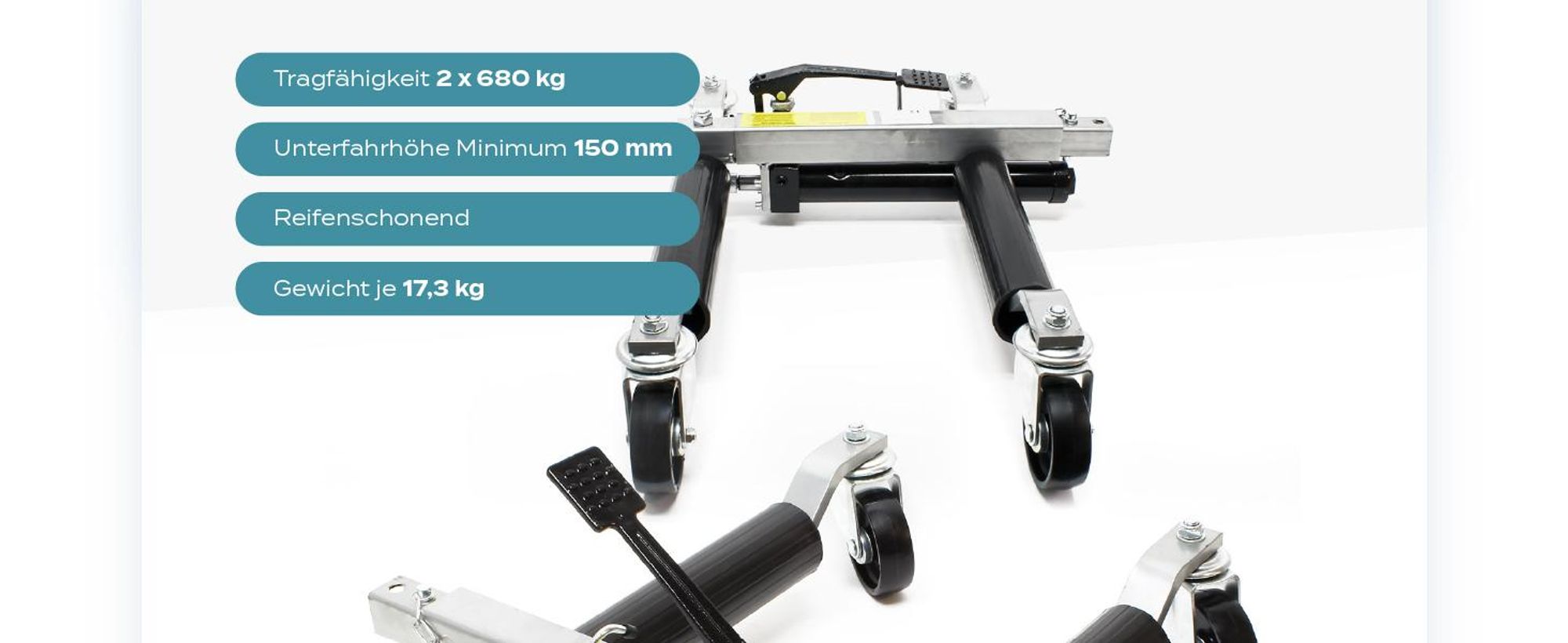 Wiltec PKW Rangierhilfe 2x Wagenheber hydraulisch, 2 Stück Rangierwagenheber je 680 kg Tragkraft, Autoheber bis 30 cm Reifenbreite