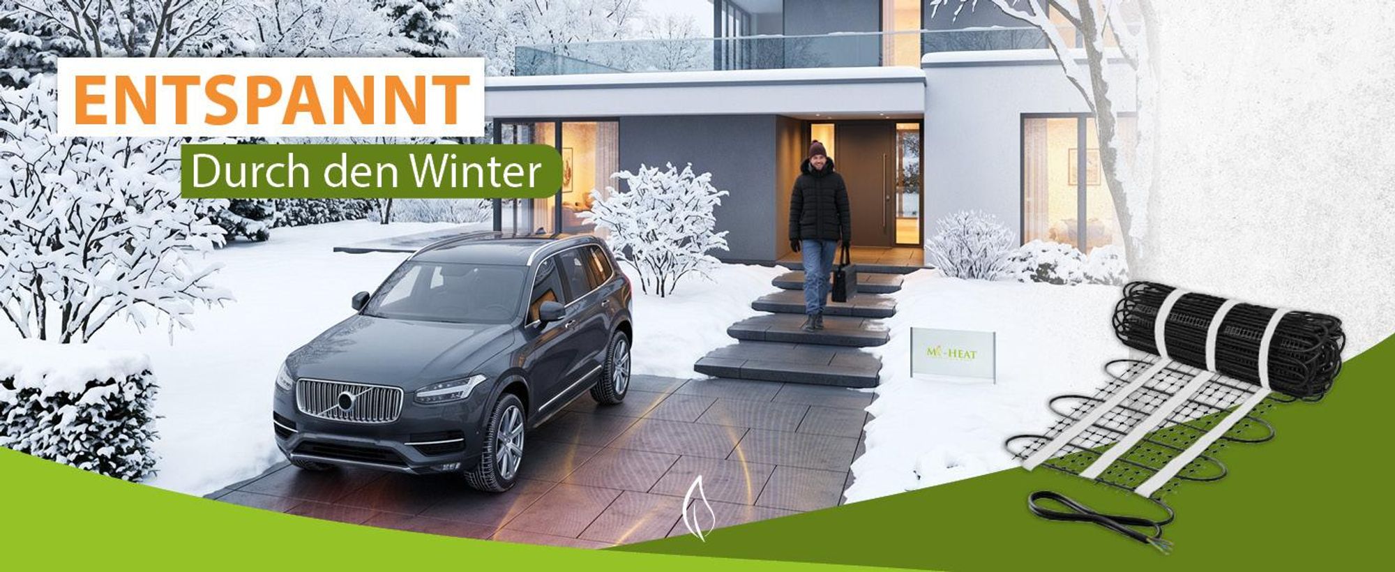 Mi-Heat Heizmatte Außenbereich 300W/m² 5,0m² zur Schnee- und Eisfreihaltung von Wegen