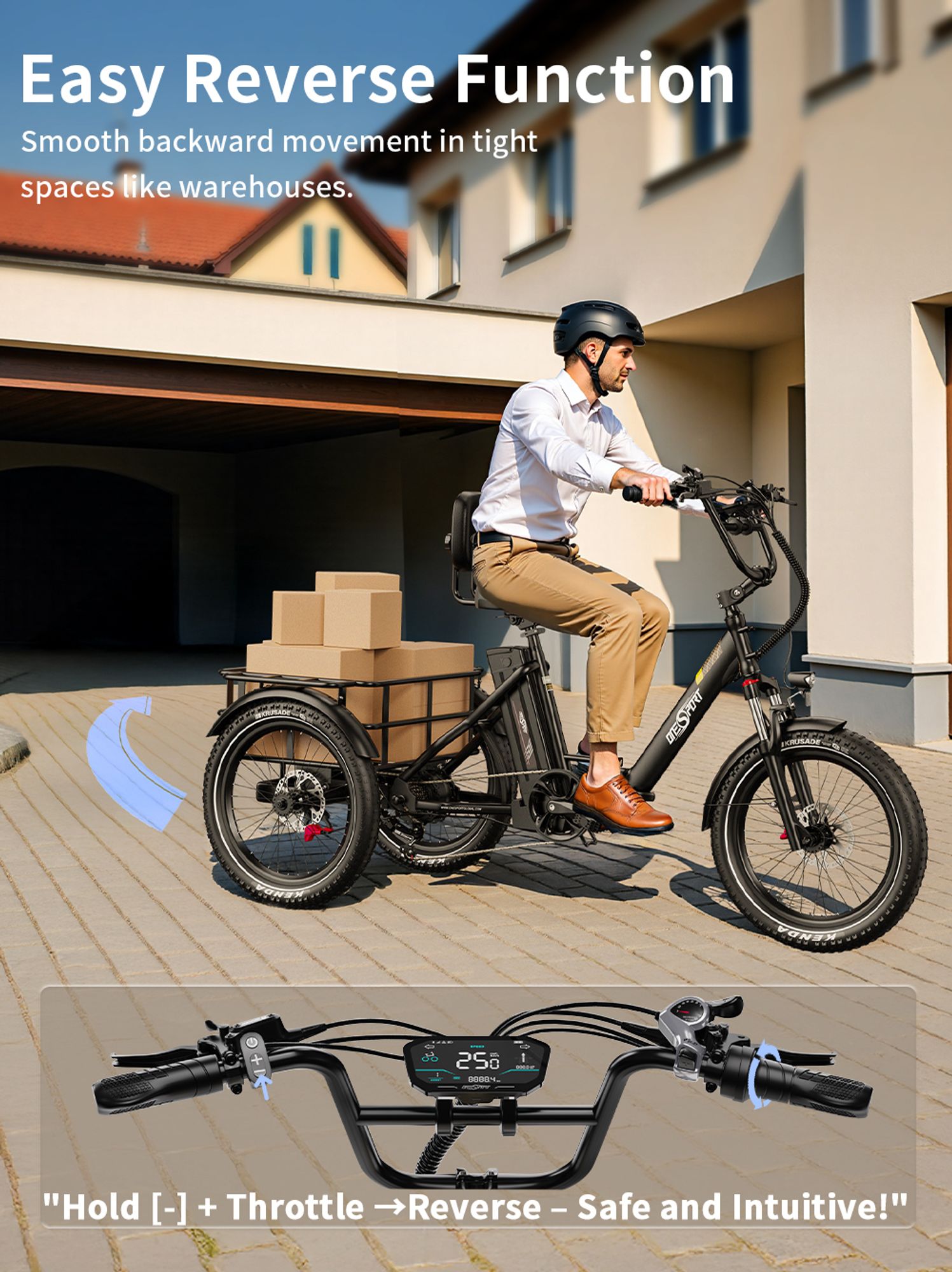 2025 20 Zoll*3.0 18Ah Elektro-Dreirad MIT Korb E-Bike Lastenfahrrad E-Bike Klappräder Bafang Motor Aluminium Maximale Belastung 180KG Drehmomentsensor