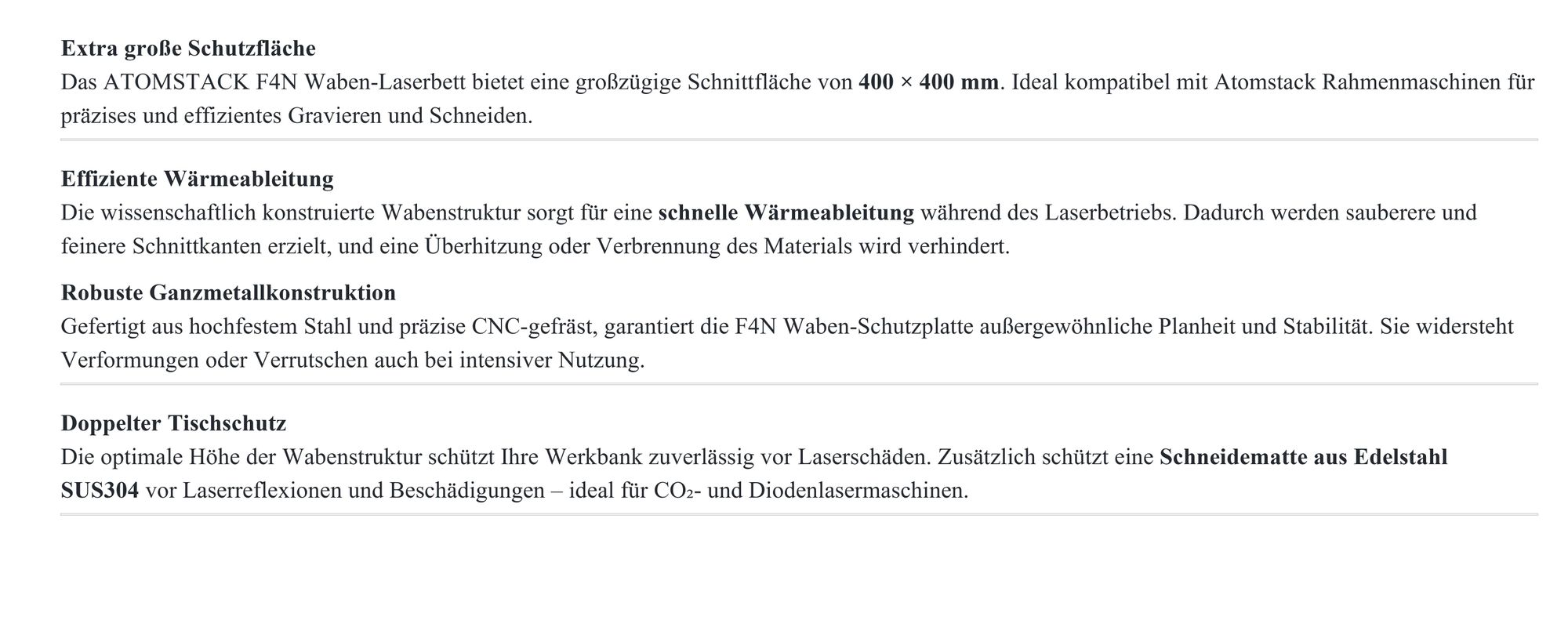ATOM STACK F4N Honeycomb Waben bett 400×400 mm – Metallarbeitsplatte mit schneller Wärmeableitung für ATOM STACK, SCULP FUN, usw. Maschine