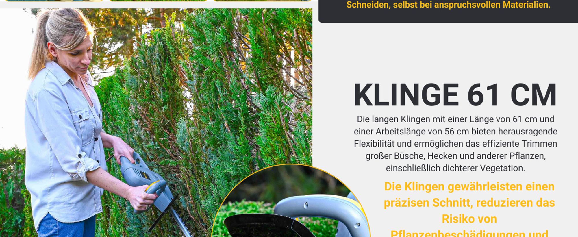 BESTEN Heckenschere Netz, Strauch-Astschere, Gartenschere, 620W, 56cm Arbeitsklinge