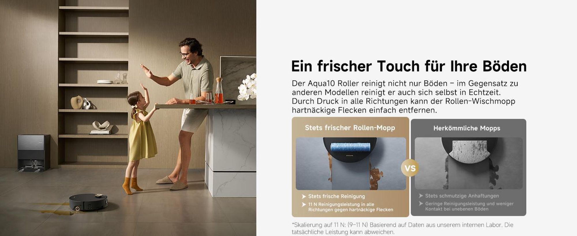 Dreame Aqua10 Roller Staubsauger Roboter mit Wischfunktion,30kPa Saugkraft,KI-Navigation,Heißwasserwaschen,Heißlufttrocknung,0 Tangle,Selbstreinigung
