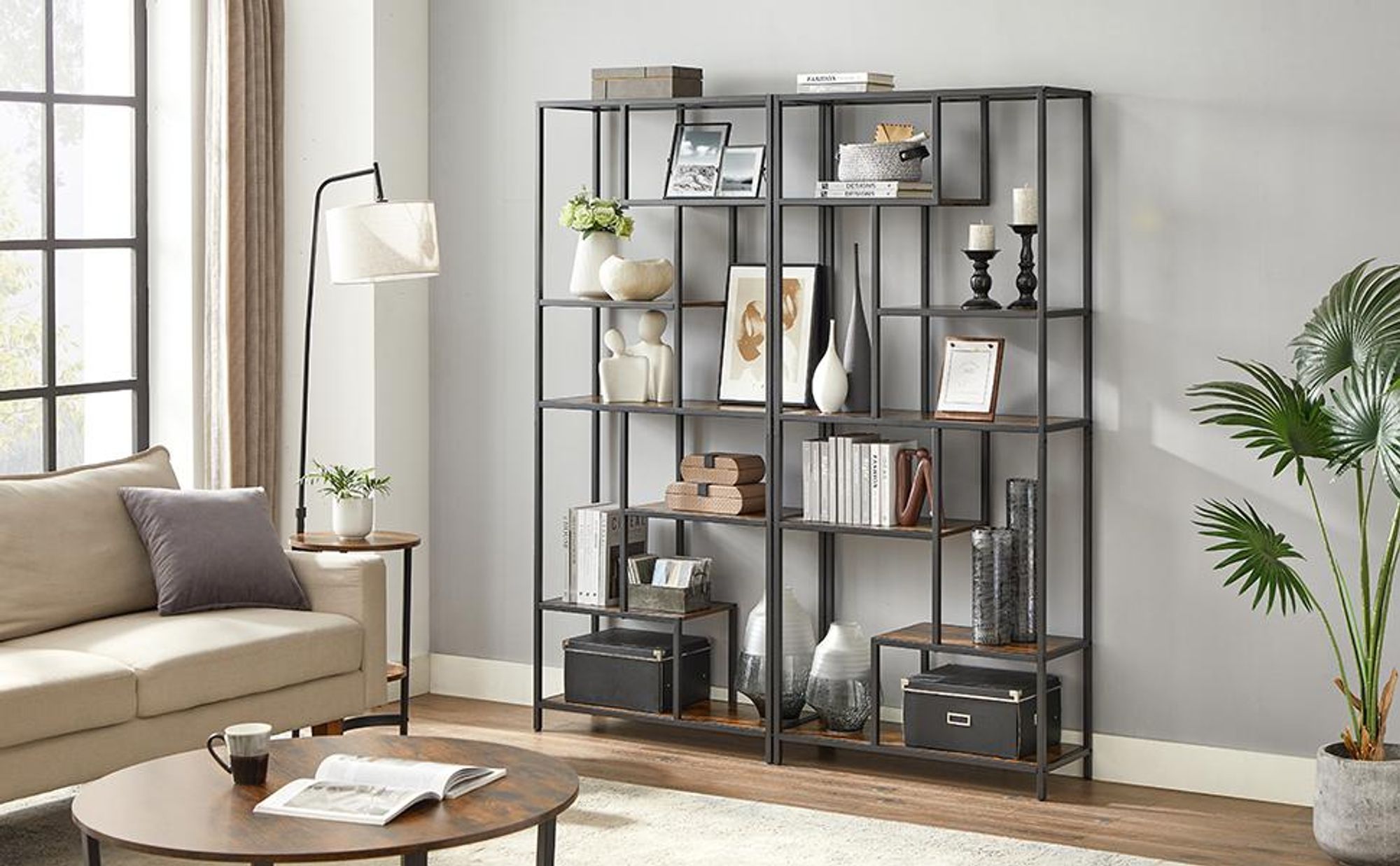 VASAGLE Bücherregal, Regal mit 6 Ablagen, Standregal, Ablagen aus Holzspan, 30 x 80 x 180 cm
