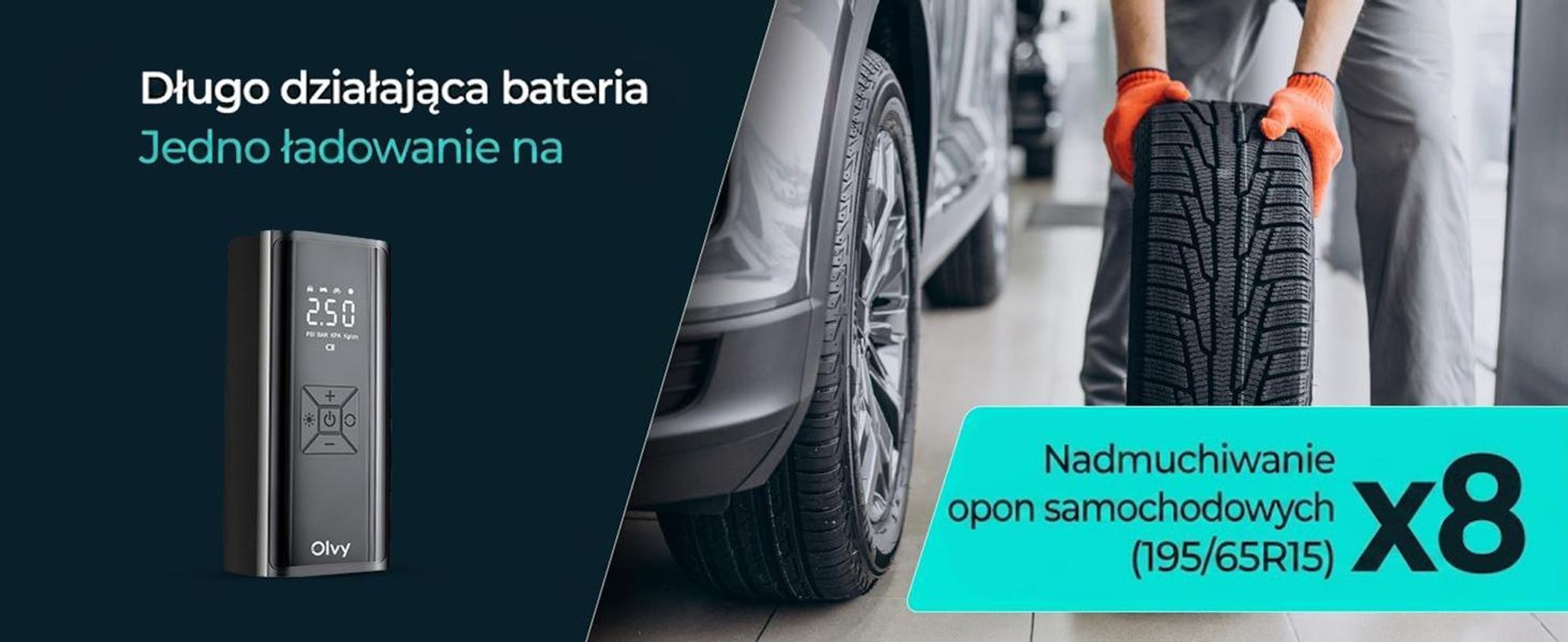 Kompresor powietrza Olvy 7000 mAh, mini pompka do opon, elektryczna pompka rowerowa, elektryczna pompka powietrza, mini kompresor do piłek rowerowych samochodowych