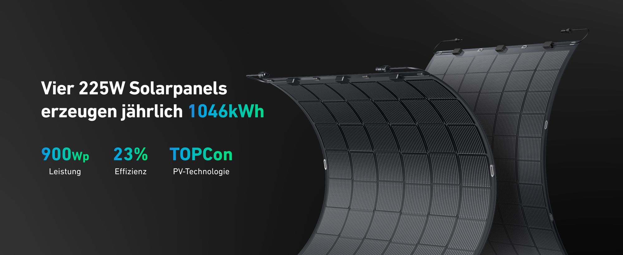 Balkonkraftwerk mit Speicher (900W | 1600Wh), Anker SOLIX Solarbank 2 E1600 Pro, Flexibel Solarpanel 4x225W für Balkon Dach Wand und Wohnmobil