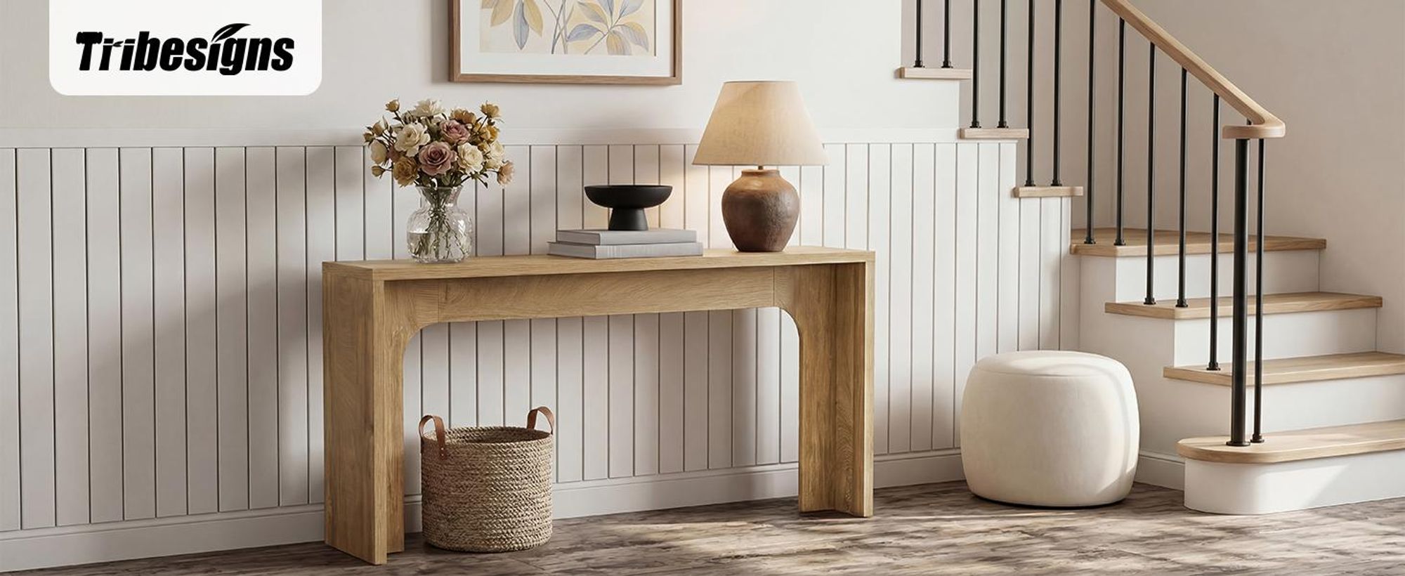 Tribesigns 160 cm schmaler Konsolentisch, moderner minimalistischer Holz-Flurtisch mit stabiler Basis, langer Konsolentisch hinter dem Sofa