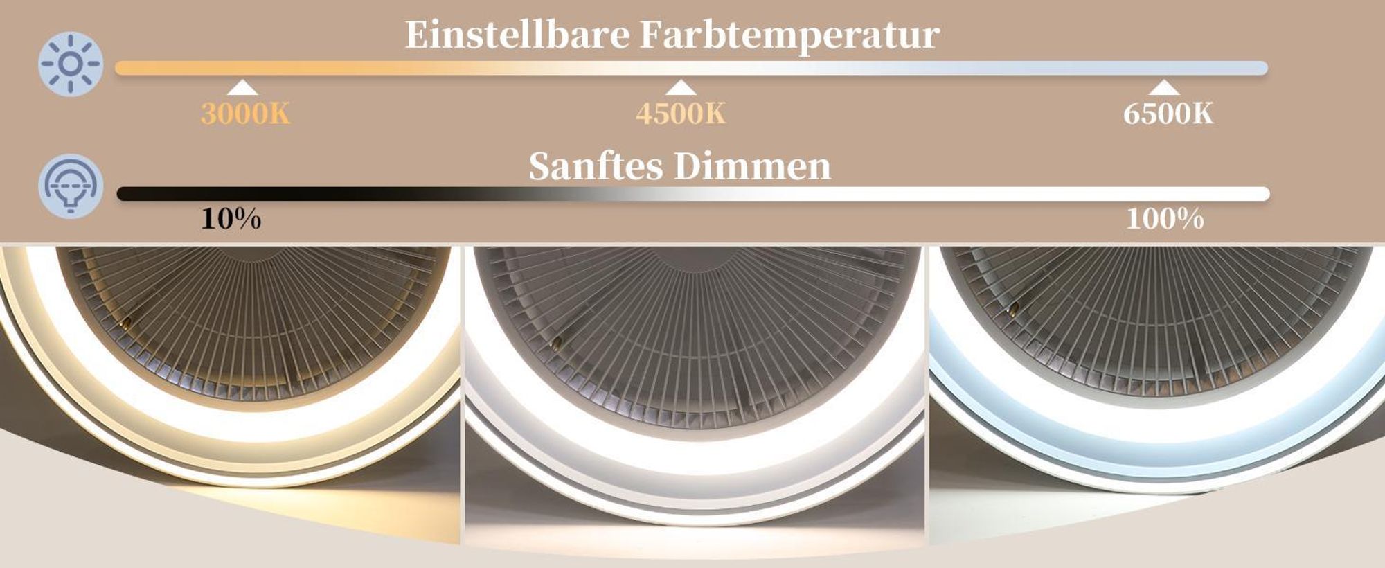 ZMH LED Deckenventilator Fernbedienung Dimmbar Deckenleuchte mit Ventilator Lampe Decke Leise Modern Deckenlampe Blau 5 Flügeln für Schlafzimmer