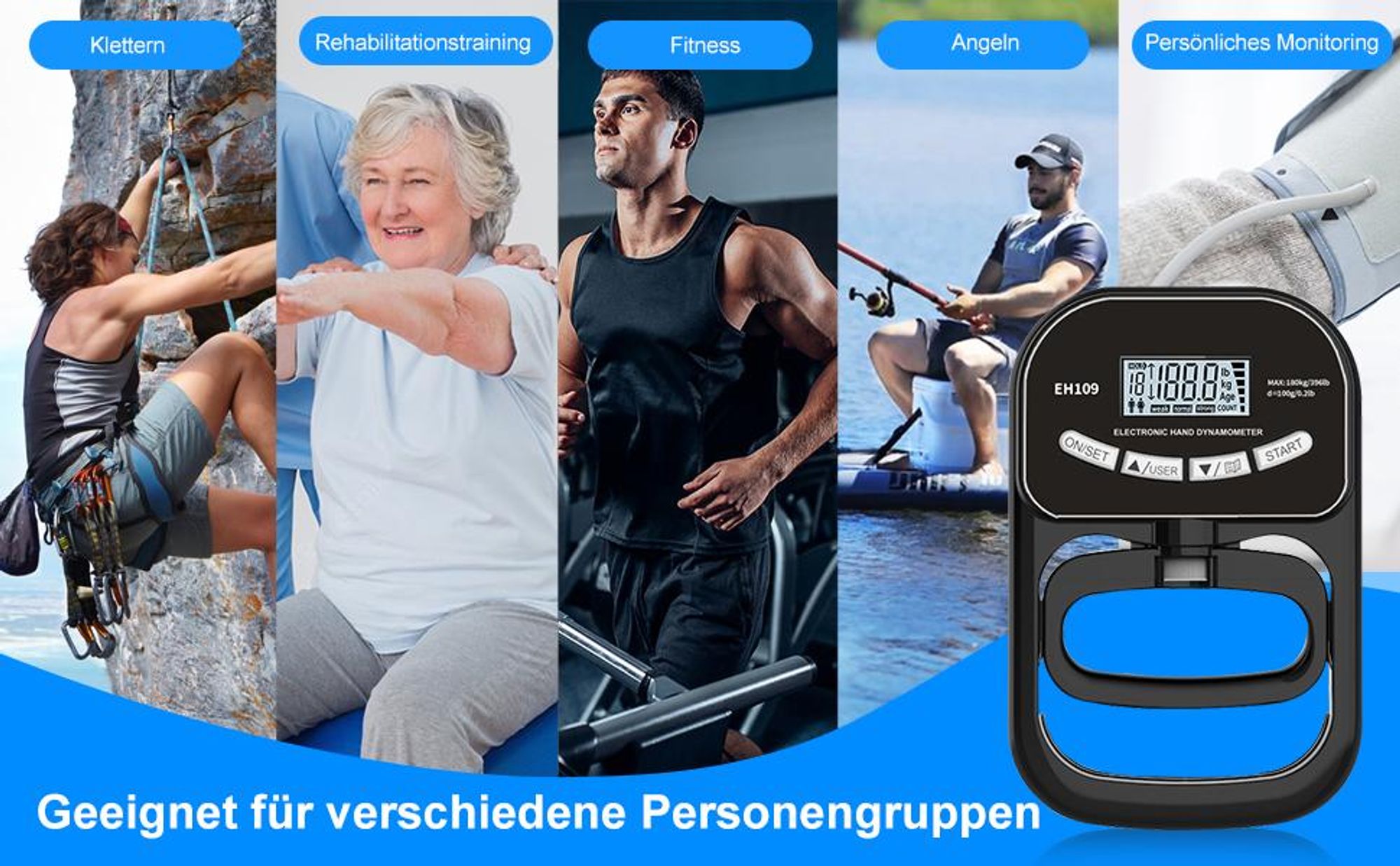 Hand Dynamometer, Griffkrafttrainer, Digitaler Handkraftmessgerät, Griffkraftmessgerät, Elektronische Griffkraft Messgerät mit LED Display,396lb/180kg