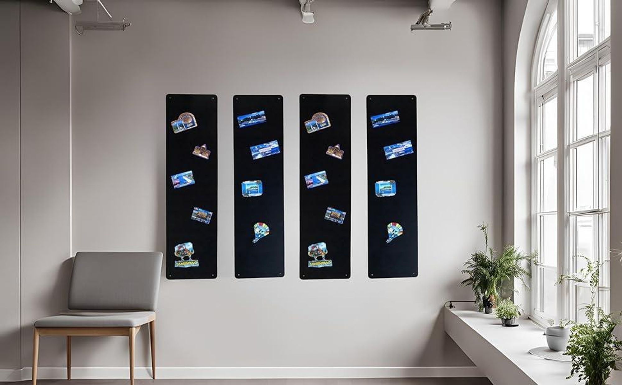 STALFORM 4 x Magnettafel Schwarz 80x22 cm aus Edelstahl Magnetwand Pinnwand Magnetisch Groß Magnetboard Küche, Büro, Kinderzimmer