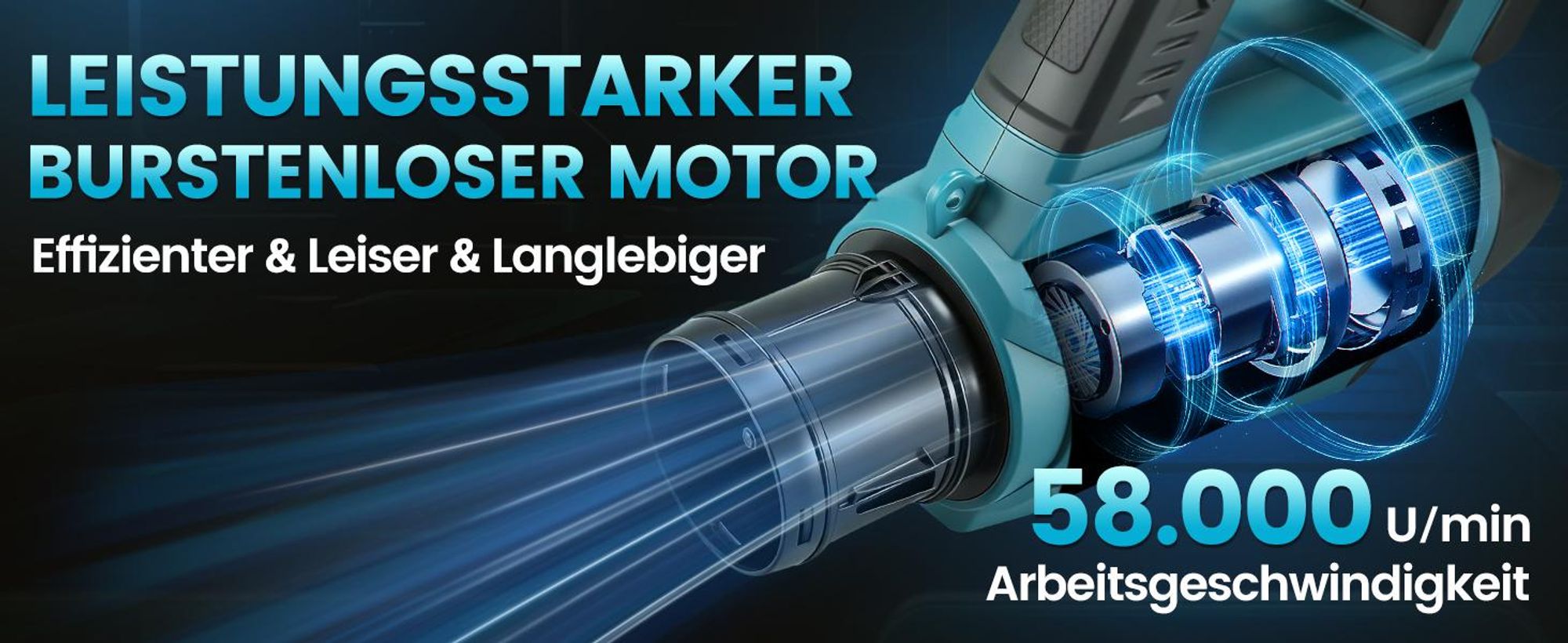 Akku Laubbläser 90m/s Elektrischer Laubgebläse mit 2 x 4,0 Ah Akku und Ladegerät 6-Stufen Regelung & 2 wechselbaren Düsen
