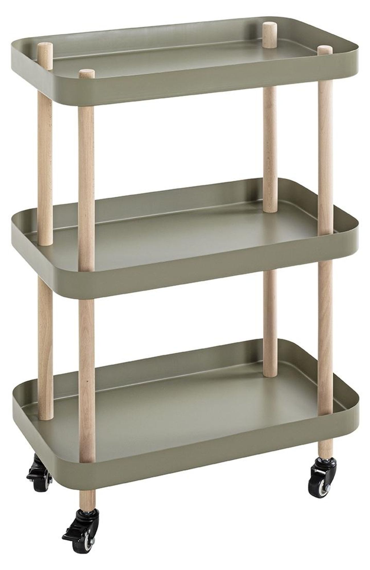 freiraum Beistellwagen 54919 – Servierwagen mit Massivholzgestell und Rollen