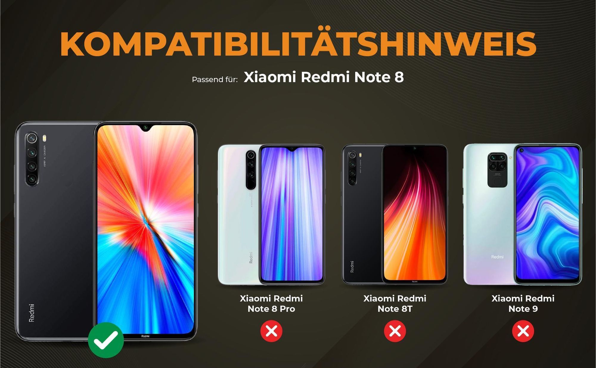 Kompatibilitätshinweise Hülle für Xiaomi Redmi Note 8