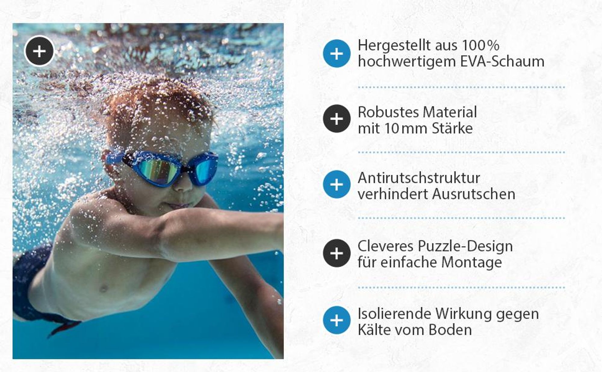 Meisterhome 72 Stück Bodenschutzmatte Pool Unterlegmatte Poolmatte Bodenschutz Matte für den Pool - 40 x 40 x 1 cm - Whirlpool Plantschbecken – Blau