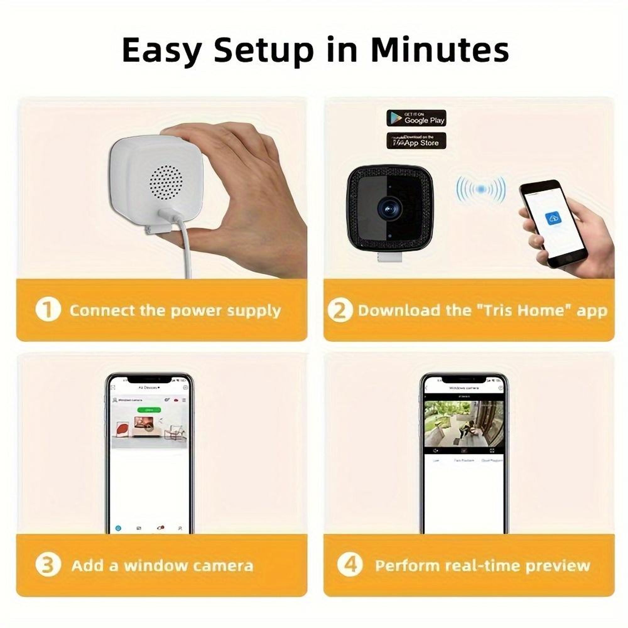 1080p WLAN Fensterkamera mit Vollfarb-Nachtsicht und Zwei Wege Audio Durchsicht durch das Fenster Haussicherheitskamera und Babyphone für den Inne