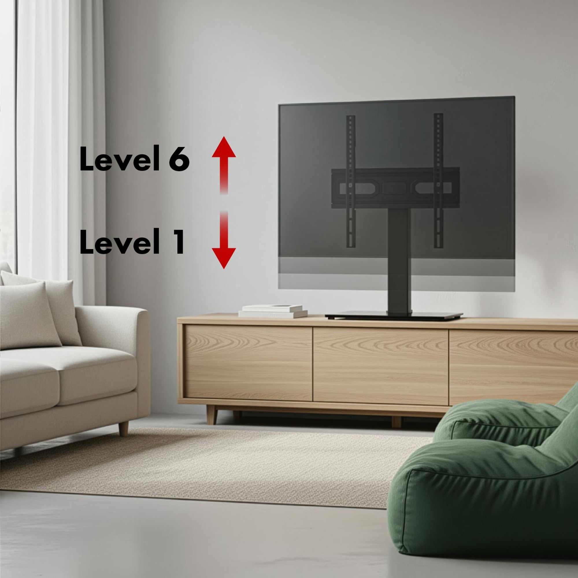 Universal-TV-Ständer Maclean für RTV-Schrank Ständer max. 40kg max. VESA 400x400 Höhen- und Winkelverstellung für TV 32-65", MC-124