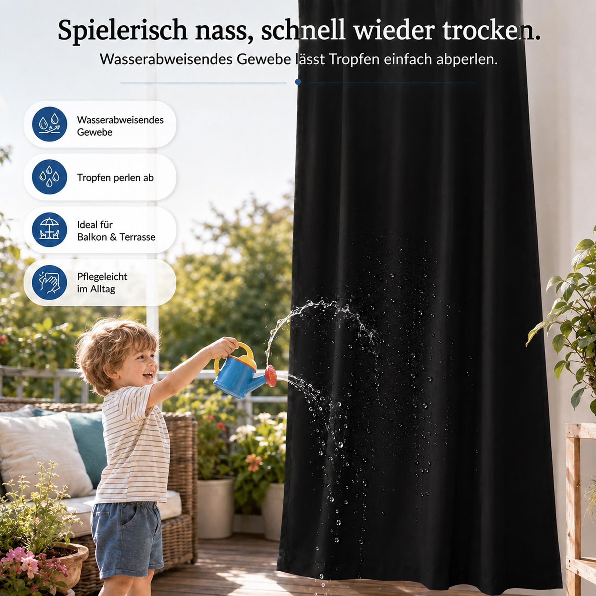 Schlaufen Vorhänge Blickdicht Schwarz, Wohnzimmer Schlafzimmer Thermo Verdunklungsvorhänge 132 x 241 cm (2er-Set), Wasserdicht Sichtschutz Gardinen