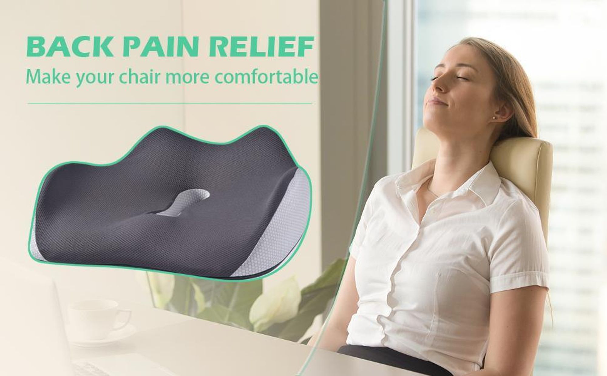 OrthopäDisches Sitzkissen, Memory-Sitzkissen, Keilkissen, Steißbeinkissen, Ergonomisches Stuhlkissen, für Bürostuhl, Autositzkissen