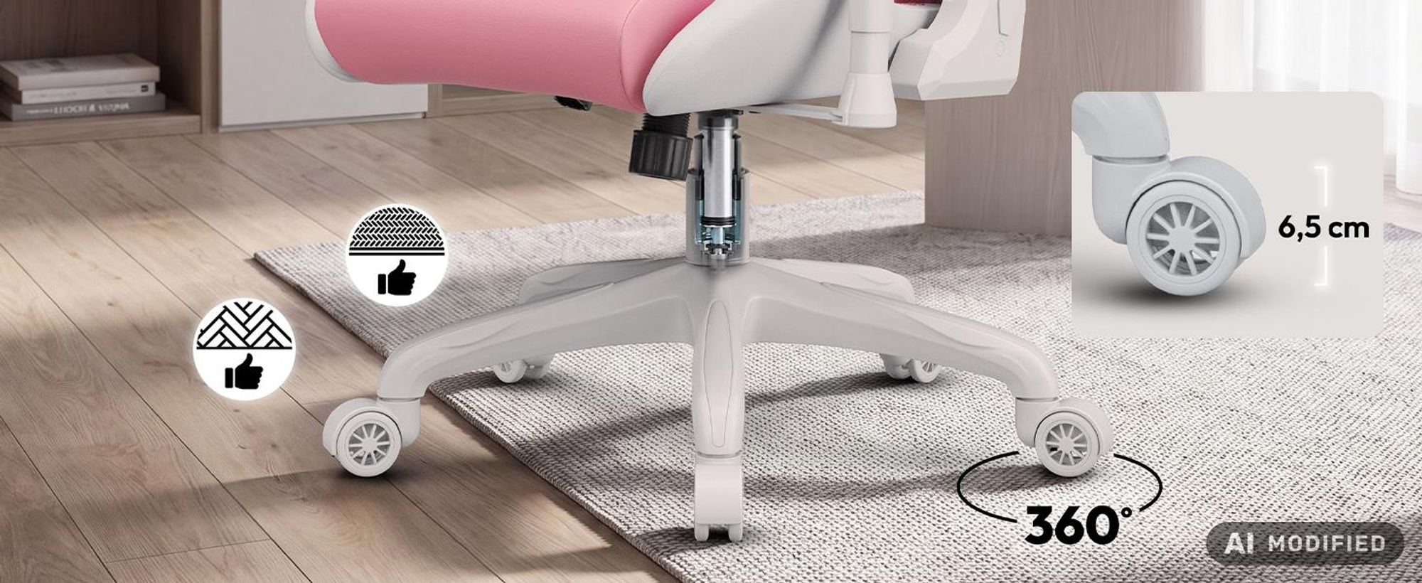 SENSE7 Gamingstuhl Spellcaster FUKU  Rosa Weiß - Ergonomischer Bürostuhl für Frauen Mädchen bis 120kg Wippfunktion Schreibtischstuhl pink