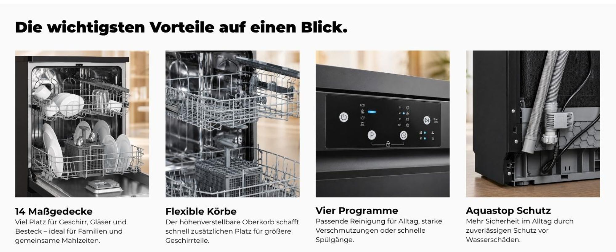 Geschirrspüler | GSP59114-451D schwarz | 14 Stk | 4 Programme | Elektronisch | Energieklasse D | 49 dB | Geräuschklasse C | Schwarz