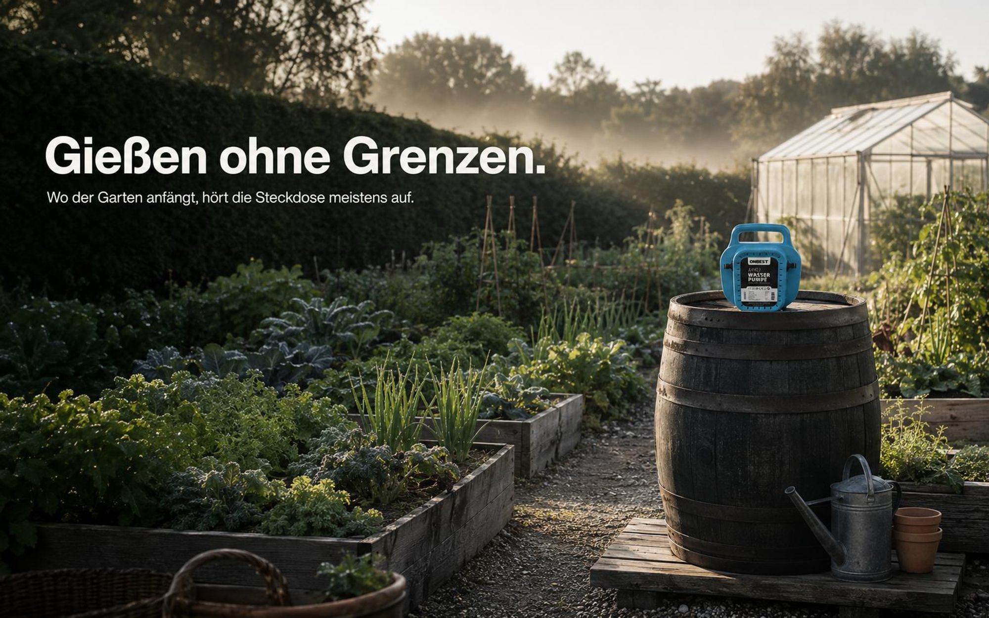 Akku Wasserpumpe ONBEST BWP720 | 12V 8000 mAh | 8 bar & 80 m Förderhöhe | Selbstansaugend | Gartenpumpe kabellos