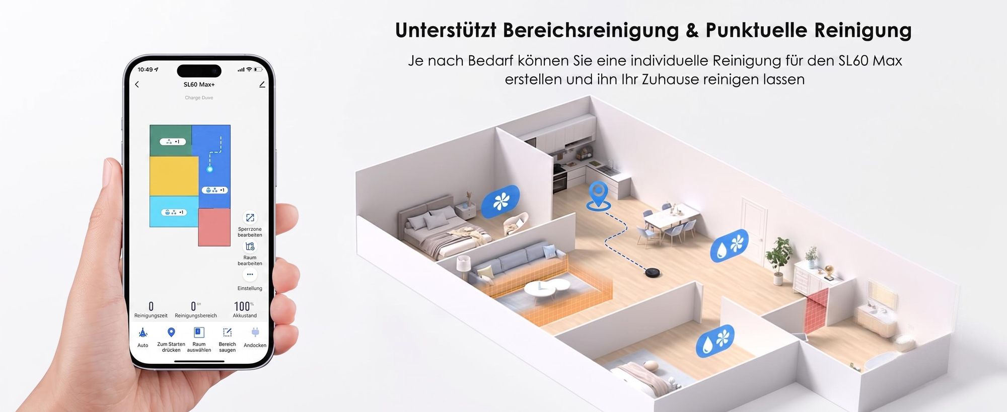 Lubluelu SL60 MAX+ Saugroboter mit Wischfunktion, automatische Absaugstation 2,5L, Laser Navigation, App Steuerung, Saugroboter für Tierhaare 120 Min