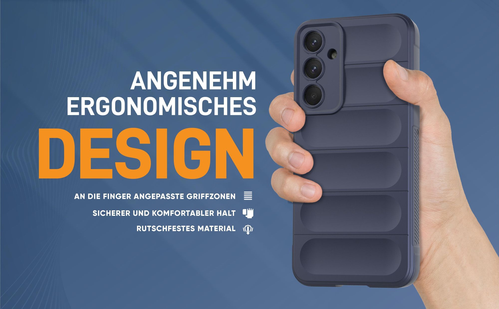 Blaue rutschfeste Hülle für Samsung Galaxy A55 5G mit weichem Mikrofaser Inlay