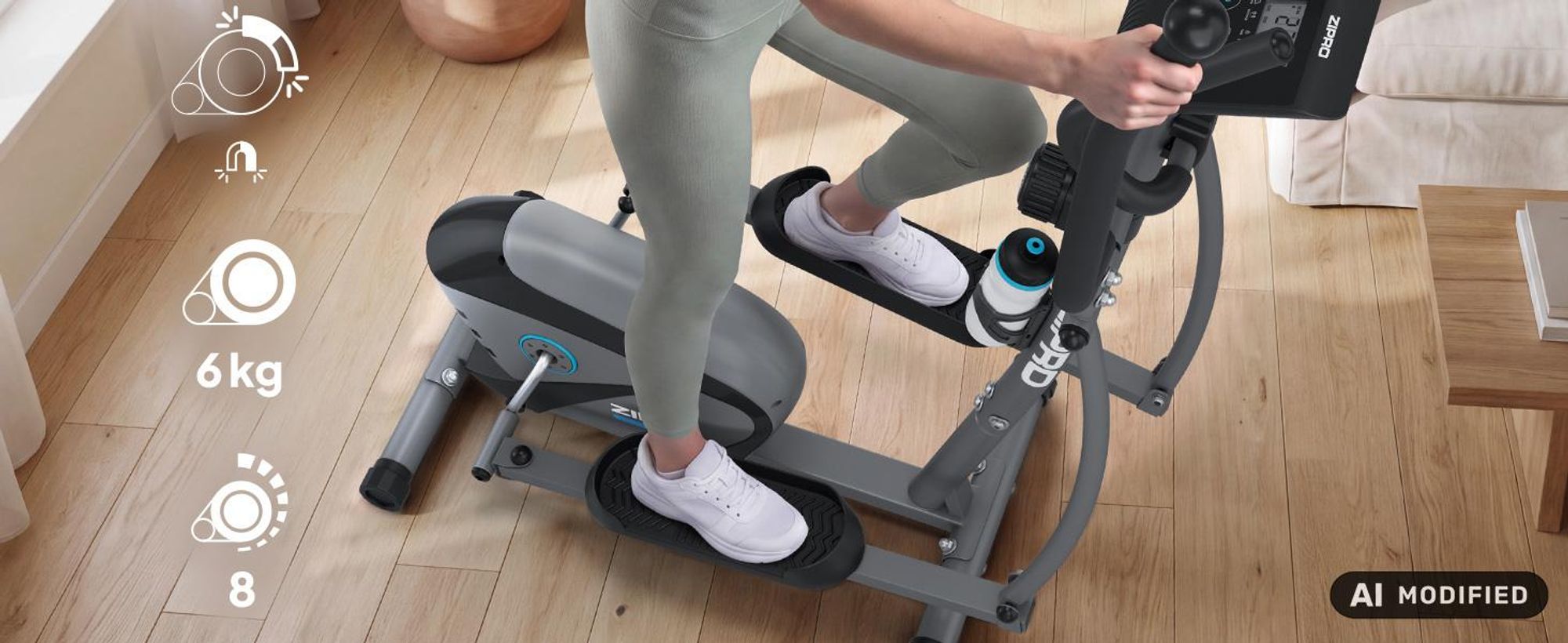 Zipro Shox Magnetischer Crosstrainer Heimtrainer bis 120 kg | Fitnessgerät für Zuhause mit LCD-Computer, Pulsmesser & 6 kg Schwungmasse