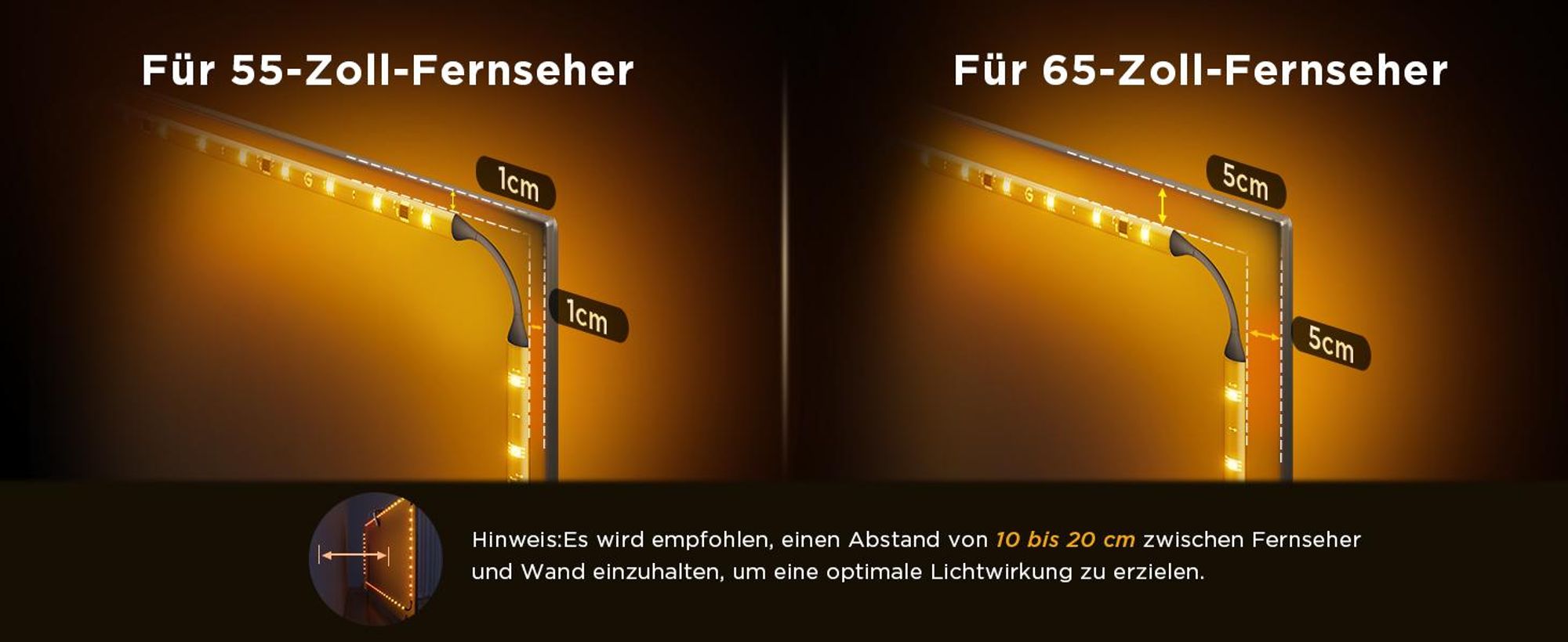 Govee TV Hintergrundbeleuchtung 3 Lite LED Strip mit Kamera, Sync für 55-65 Zoll TVs, Sprach- & APP-Steuerung