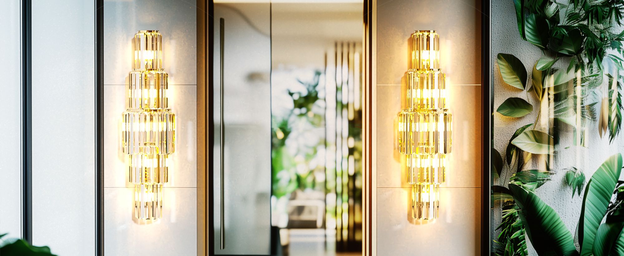 Kristall-Wandleuchte LED indirekt Wandbeleuchtung Kristall Wandlampe Dimmbar E14 Innen Wandlicht Flur Strahler Treppenleuchten Leuchte 78*20