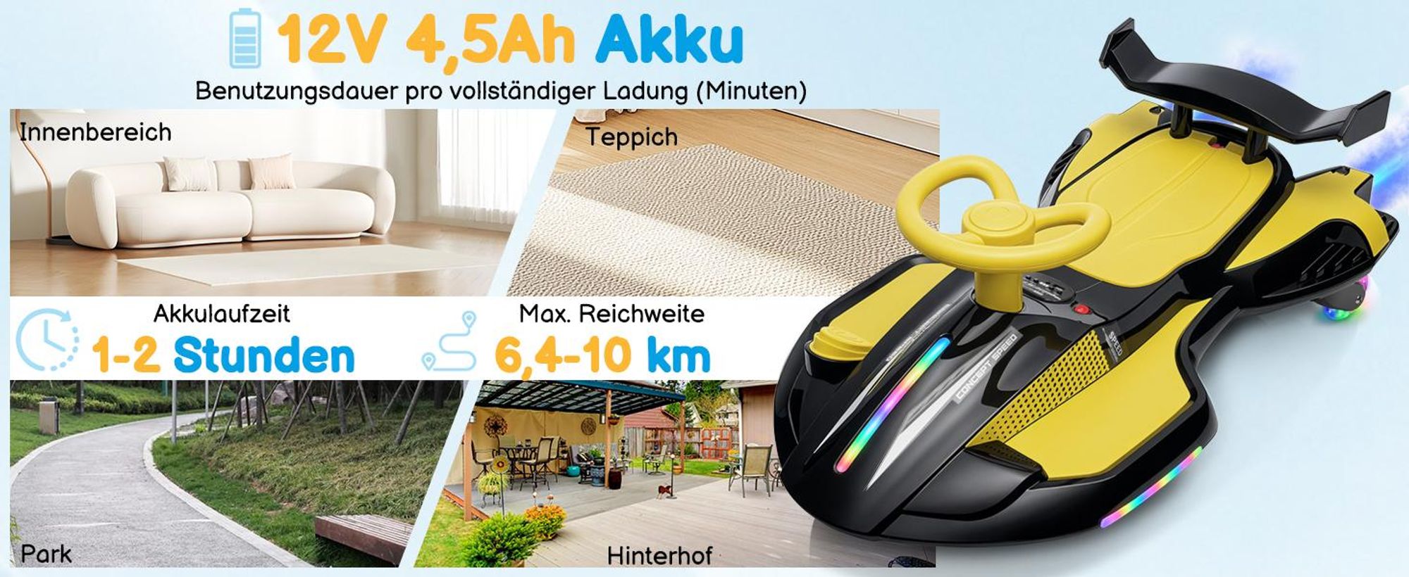 Elektroroller mit Sprühfunktion 35W 12V 4,5Ah