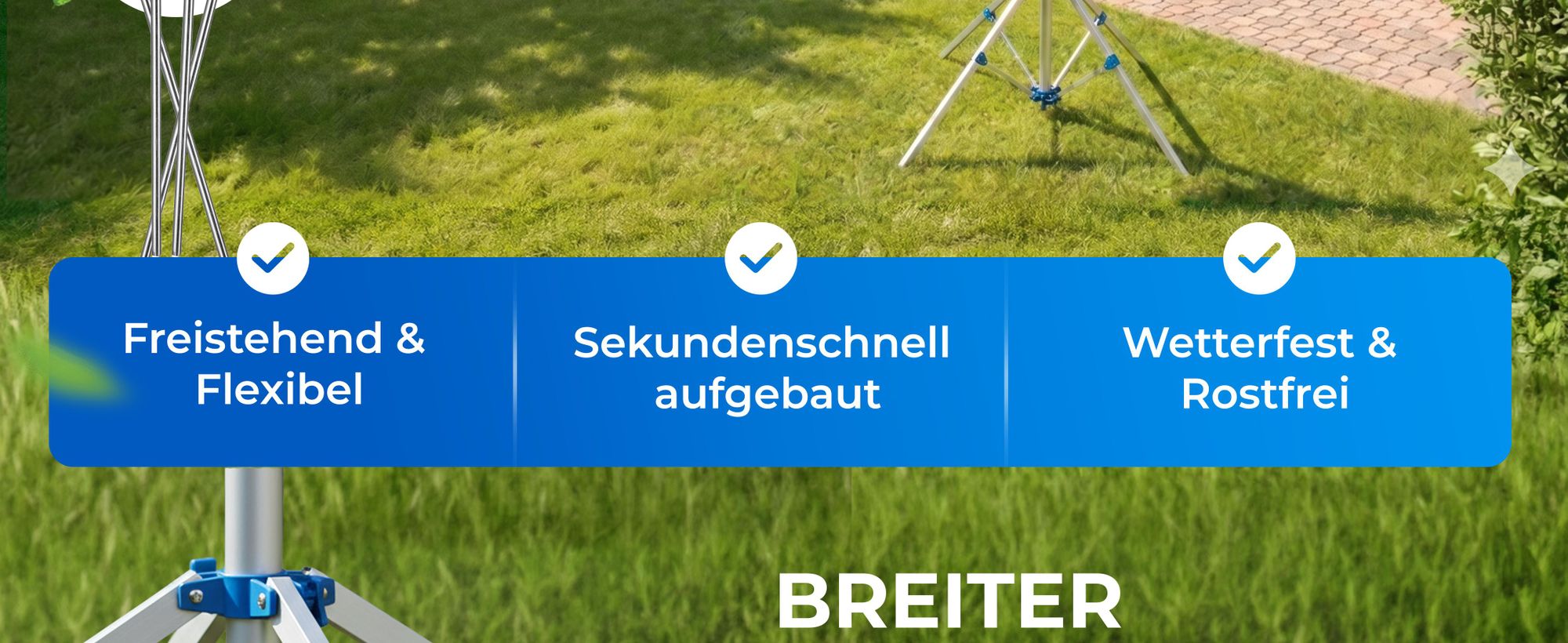 MONZANA Wäschespinne Camping Höhenverstellbar